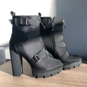 Simmi London Jenna black chunky heel platform ankle boots